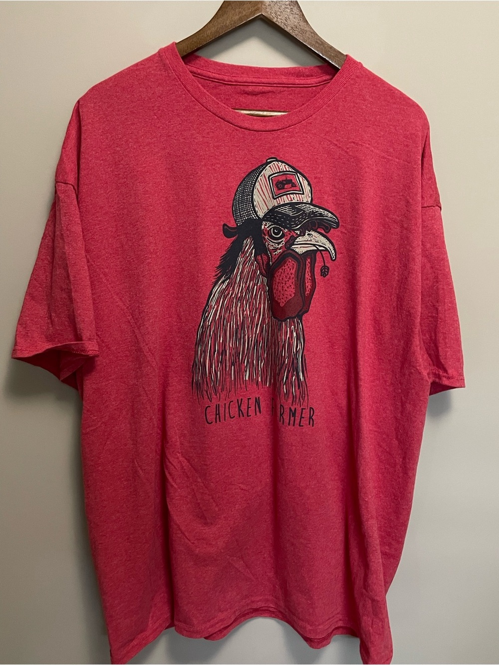 Chicken Farmer Graphic Red T-Shirt Men’s 2XL